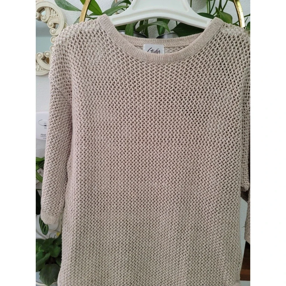 Vintage Studio C Oversized Open Knit Cotton Sweater Size M Beachy - Picture 4 of 10